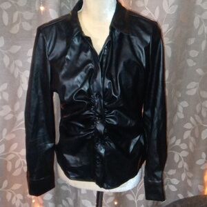 ~A Love Story Medium Faux Leather Button Down Shirt/Jacket